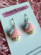 Load image into Gallery viewer, Pink Mushroom Charm Earrings
