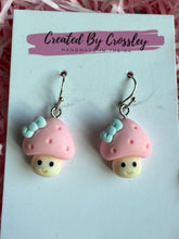 Load image into Gallery viewer, Pink Mushroom Charm Earrings
