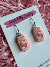 Load image into Gallery viewer, Strawberry Milk Charm Earrings
