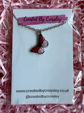 Load image into Gallery viewer, Red Pink Butterfly Charm Necklace
