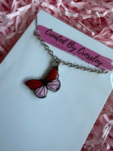 Load image into Gallery viewer, Red Pink Butterfly Charm Necklace
