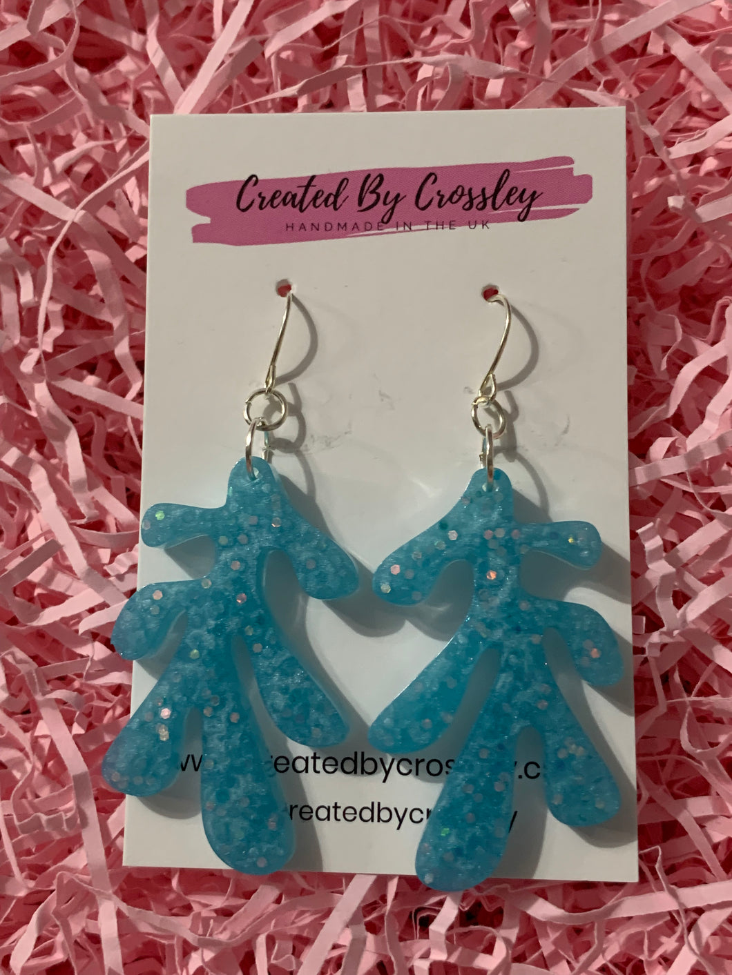 Blue Sparkle Resin Earrings