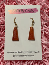 Load image into Gallery viewer, Bronze Red Dangle Resin Earrings
