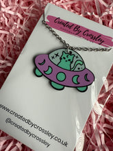 Load image into Gallery viewer, Spaceship Cat Charm Necklace
