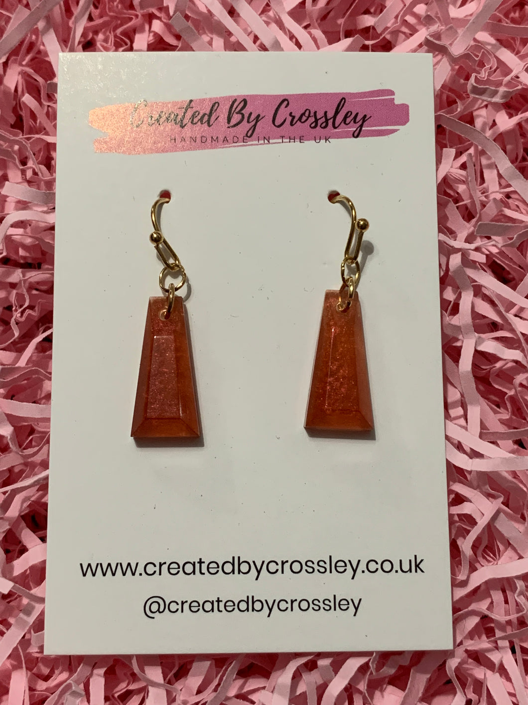 Bronze Red Dangle Resin Earrings