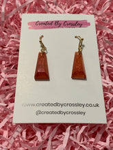 Load image into Gallery viewer, Bronze Red Dangle Resin Earrings
