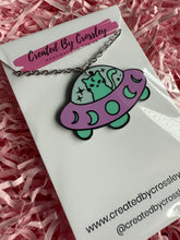 Load image into Gallery viewer, Spaceship Cat Charm Necklace
