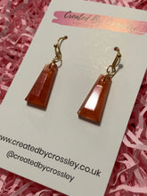 Load image into Gallery viewer, Bronze Red Dangle Resin Earrings
