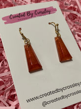 Load image into Gallery viewer, Bronze Red Dangle Resin Earrings
