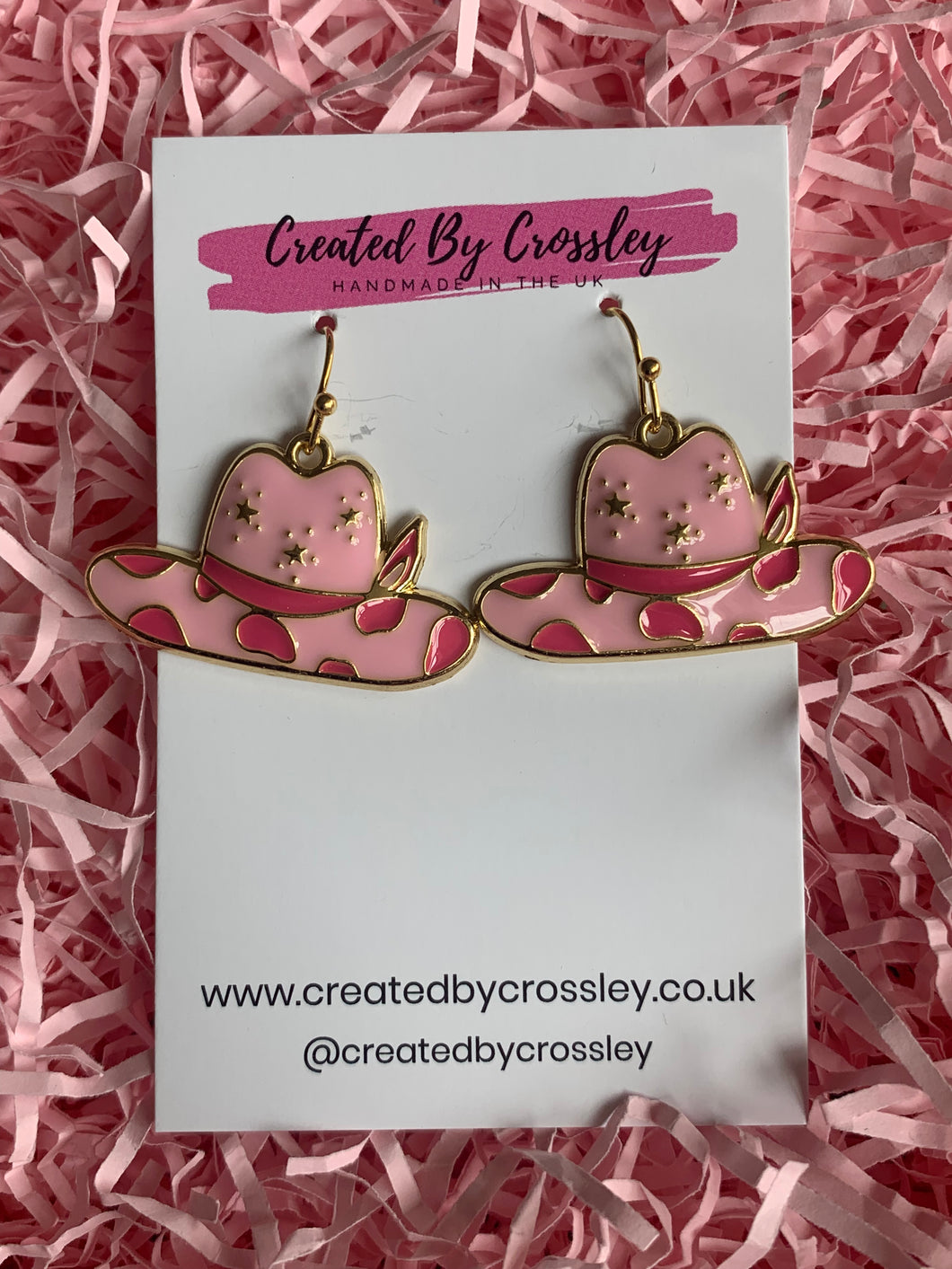 Pink Cowboy Hat Charm Earrings