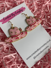 Load image into Gallery viewer, Pink Cowboy Hat Charm Earrings
