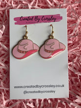 Load image into Gallery viewer, Pink Cowboy Hat Charm Earrings

