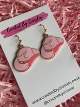 Load image into Gallery viewer, Pink Cowboy Hat Charm Earrings
