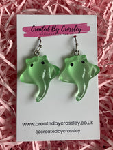 Load image into Gallery viewer, Green Sting Ray Charm Earrings
