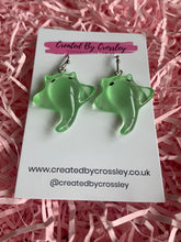Load image into Gallery viewer, Green Sting Ray Charm Earrings
