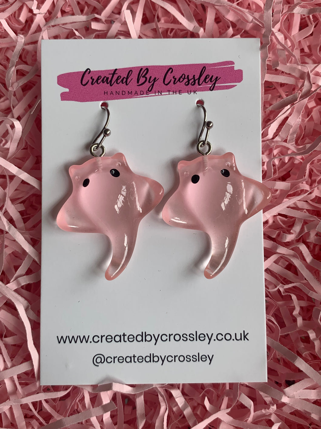 Pink Sting Ray Charm Earrings