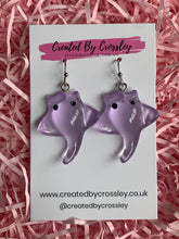 Load image into Gallery viewer, Purple Sting Ray Charm Earrings

