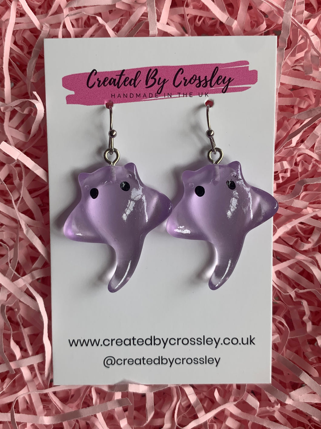 Purple Sting Ray Charm Earrings
