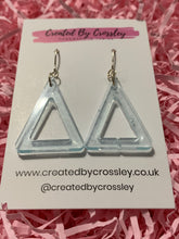 Load image into Gallery viewer, Blue Triangle Resin Earrings
