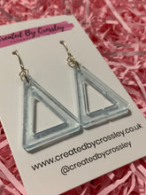 Load image into Gallery viewer, Blue Triangle Resin Earrings
