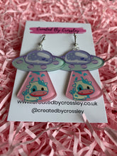 Load image into Gallery viewer, Cow Alien Abduction Charm Earrings
