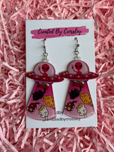Load image into Gallery viewer, Cat Alien Abduction Charm Earrings
