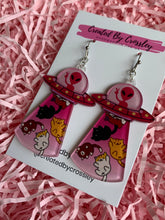 Load image into Gallery viewer, Cat Alien Abduction Charm Earrings
