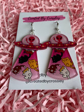 Load image into Gallery viewer, Cat Alien Abduction Charm Earrings

