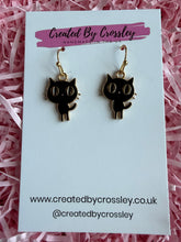 Load image into Gallery viewer, Black Cat Charm Earrings

