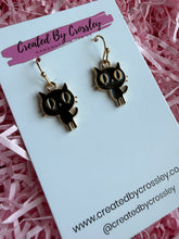 Load image into Gallery viewer, Black Cat Charm Earrings
