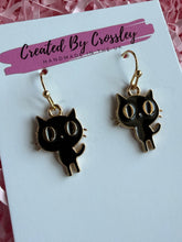 Load image into Gallery viewer, Black Cat Charm Earrings
