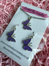 Load image into Gallery viewer, Purple Butterfly Jewellery Set
