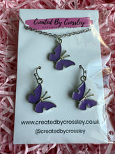 Load image into Gallery viewer, Purple Butterfly Jewellery Set
