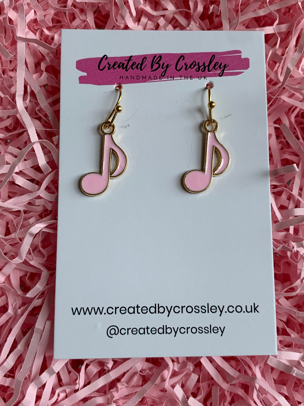 Pink Music Charm Earrings