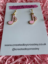 Load image into Gallery viewer, Pink Music Charm Earrings
