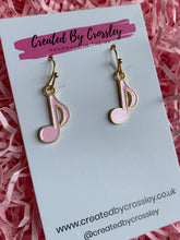 Load image into Gallery viewer, Pink Music Charm Earrings
