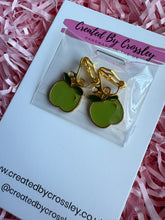 Load image into Gallery viewer, Green Apple Clip On Earrings
