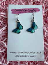 Load image into Gallery viewer, Blue Butterfly Charm Earrings

