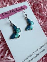 Load image into Gallery viewer, Blue Butterfly Charm Earrings
