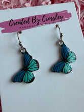 Load image into Gallery viewer, Blue Butterfly Charm Earrings
