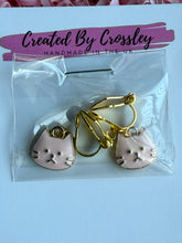 Load image into Gallery viewer, Pink Cat Clip On Earrings
