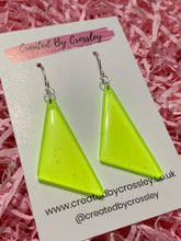 Load image into Gallery viewer, Neon Yellow Triangle Resin Earrings
