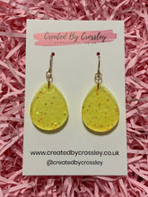 Load image into Gallery viewer, Sparkly Yellow Teardrop Resin Earrings
