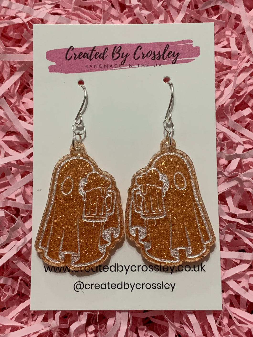 Sparkly Beer Ghosts Resin Earrings