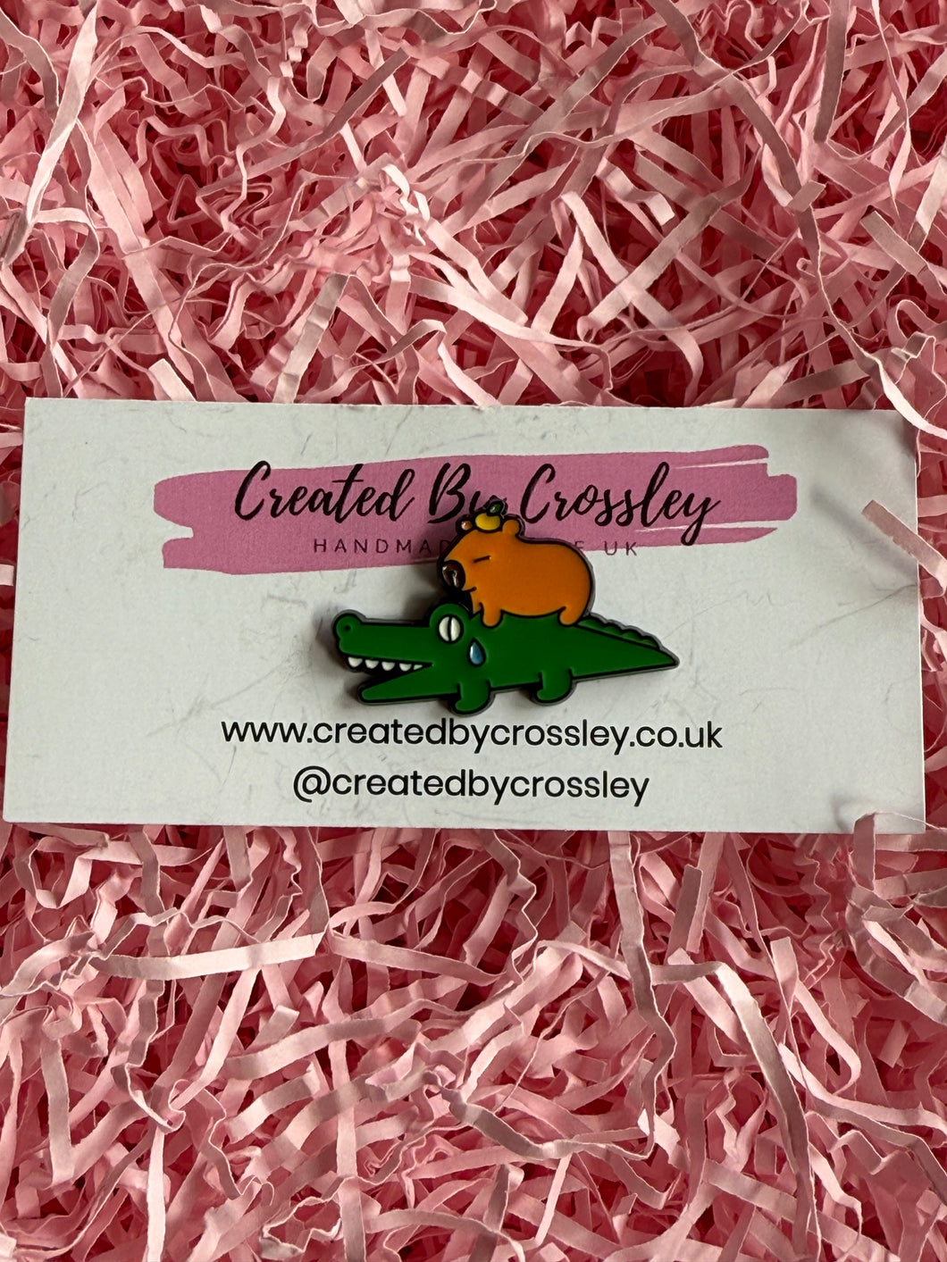 Capybara crocodile Pin badge