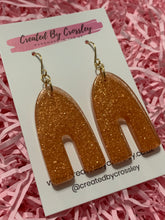 Load image into Gallery viewer, Bronze Shimmer Arch Resin Earrings
