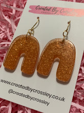 Load image into Gallery viewer, Bronze Shimmer Arch Resin Earrings
