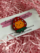 Load image into Gallery viewer, Strawberry Cat Pin badge
