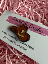 Load image into Gallery viewer, Yee Haw Cowboy Hat Pin Badge
