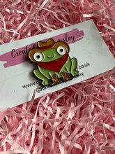 Load image into Gallery viewer, Cowboy Frog Pin Badge
